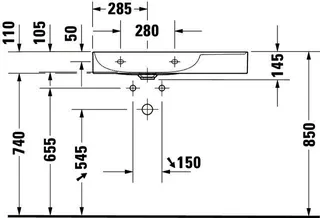 Duravit Möbel-Waschtisch DuraSquare 800mm, Weiß o.ÜL, m.HLB, o.HL, Becken links – Bild 5