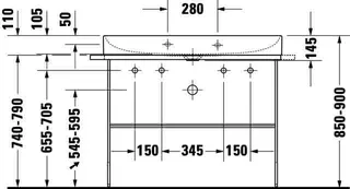 Duravit Möbel-Waschtisch DuraSquare 1000 mm o.ÜL, m.HLB, 2 HL, 1 Becken, weiß – Bild 3