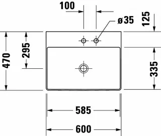 Duravit Waschtisch DuraSquare 600mm o. ÜL, m. HLB, o. HL, weiß – Bild 2