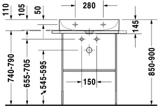 Duravit Waschtisch DuraSquare 600mm o. ÜL, m. HLB, o. HL, weiß – Bild 3