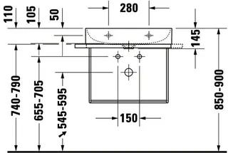 Duravit Waschtisch DuraSquare 600mm o. ÜL, m. HLB, o. HL, weiß, WG – Bild 2