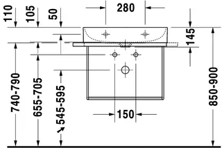Duravit Waschtisch DuraSquare 600mm o. ÜL, m. HLB, o. HL, weiß, WG – Bild 3