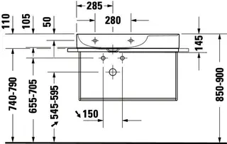 Duravit Möbel-Waschtisch DuraSquare 800mm, Weiß o.ÜL, m.HLB, o.HL, Becken links, WG – Bild 3