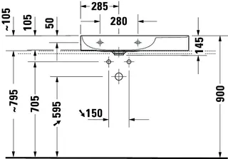 Duravit Möbel-Waschtisch DuraSquare 800mm, Weiß o.ÜL, m.HLB, 1 HL, Becken l., geschl. – Bild 4