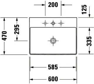 Duravit Waschtisch DuraSquare 600mm o.ÜL,m.HLB,o.HL,geschl.,weiß,WG – Bild 3