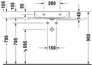 Duravit Waschtisch DuraSquare 600mm o.ÜL,m.HLB,o.HL,geschl.,weiß,WG – Bild 4