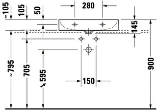 Duravit Waschtisch DuraSquare 600mm o.ÜL,m.HLB,o.HL,geschl.,weiß,WG – Bild 2