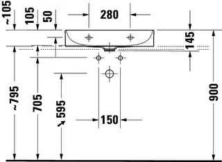 Duravit Möbel-Waschtisch compact DuraSquare 600mm o.ÜL,mit HLB,o.HL,weiß,geschliffen,WG – Bild 3