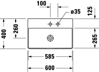 Duravit Möbel-Waschtisch compact DuraSquare 600mm o. ÜL, mit HLB, 1.HL, weiß, geschliffen – Bild 5