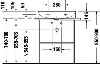 Duravit Möbel-Waschtisch compact DuraSquare 600mm o. ÜL, mit HLB, 1 HL, weiß, WonderGliss – Bild 5