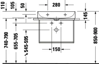 Duravit Möbel-Waschtisch compact DuraSquare 600mm o. ÜL, mit HLB, o.HL, weiß – Bild 5