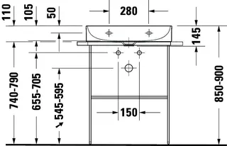 Duravit Möbel-Waschtisch compact DuraSquare 600mm o. ÜL, mit HLB, o.HL, weiß – Bild 4