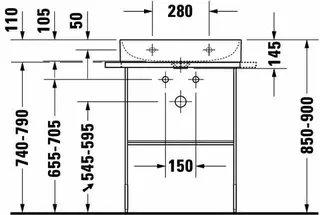 Duravit Metallkonsole BS f.DuraSq. f. 235360 höhenverstellb.+50mm. HTH li/re Chrom – Bild 5