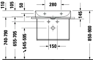 Duravit Möbel-Waschtisch compact DuraSquare 600mm o. ÜL, mit HLB, o.HL, weiß – Bild 3