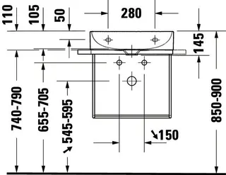 Duravit Möbel-Waschtisch DuraSquare 500mm, Weiß o.ÜL, m.HLB, o.HL – Bild 3