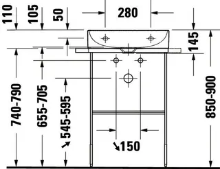 Duravit Möbel-Waschtisch DuraSquare 500mm, Weiß o.ÜL, m.HLB, o.HL, WG – Bild 3