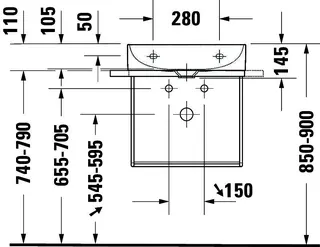 Duravit Möbel-Waschtisch DuraSquare 500mm, Weiß o.ÜL, m.HLB, o.HL – Bild 5