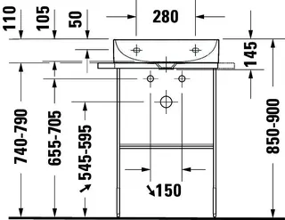 Duravit Möbel-Waschtisch DuraSquare 500mm, Weiß o.ÜL, m.HLB, o.HL, WG – Bild 5