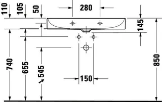 Duravit Möbelwaschtisch DuraSquare 800mm o. ÜL, mit HLB, o.HL, weiß WonderGliss – Bild 2