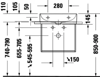 Duravit Metallkonsole WH DuraSquare f. 235350 HTH links/rechts, Chrom – Bild 2