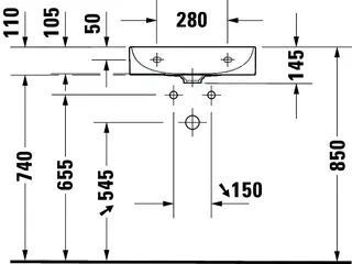 Duravit Möbel-Waschtisch DuraSquare 500mm, Weiß o.ÜL, m.HLB, o.HL – Bild 4