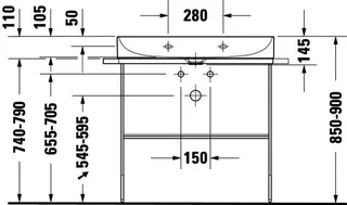 Duravit Möbelwaschtisch DuraSquare 800mm o. ÜL, mit HLB, o.HL, weiß – Bild 3