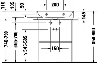Duravit Möbel-Waschtisch compact DuraSquare 600mm o. ÜL, mit HLB, 1 HL, weiß – Bild 5