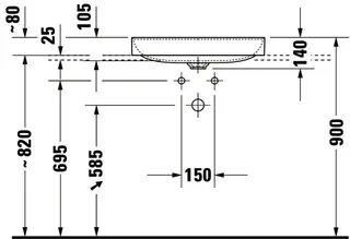Duravit Aufsatzbecken DuraSquare 600mm o. ÜL, o. HLB, geschliffen, weiß – Bild 5