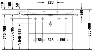 Duravit Möbel-Waschtisch DuraSquare 1000 mm o.ÜL, m.HLB, 2 HL, 1 Becken, weiß – Bild 5