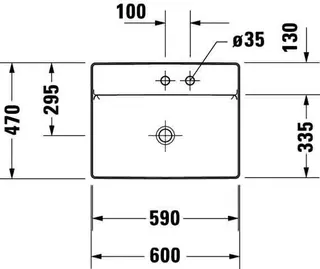 Duravit Aufsatz-Waschtisch DuraSquare 600mm o. ÜL, m. HLB, o. HL, weiß, WG – Bild 2