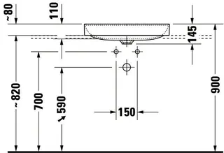 Duravit Aufsatz-Waschtisch DuraSquare 600mm o. ÜL, m. HLB, o. HL, weiß – Bild 4