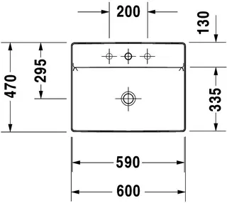 Duravit Aufsatz-Waschtisch DuraSquare 600mm o. ÜL, m. HLB, o. HL, weiß – Bild 2