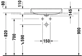 Duravit Aufsatz-Waschtisch DuraSquare 600mm o. ÜL, m. HLB, o. HL, weiß – Bild 3