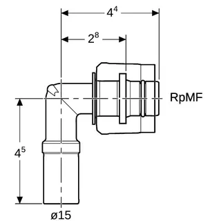 Geberit Mapress Übergangswinkel 90G mit MasterFix und Einschubende Rg d15-MF20 – Bild 4
