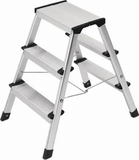 Klapptritt Stufen 3 Plattform-H.600mm Alu.m.Anti-Rutsch-Riffelung HAILO – Bild 2