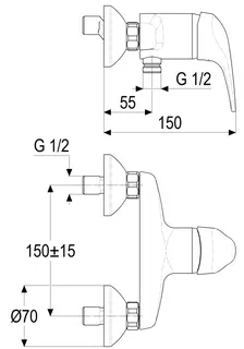 H.Schulte Brausearamatur EHM XENA ohne Brausegarnt.eigensicher,1/2" chrom DVGW – Bild 2