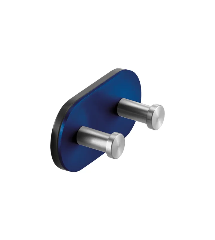 FSB Doppel-Wandhaken blau RAL 5002 Edelstahl / blau