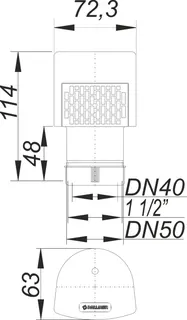 comfort-Rohrbelüfter Mini für Anschluß DN40/DN50 und Außengewinde DN 40 (11/2") – Bild 4