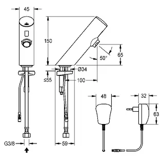 Aquarotter Standventil, F3, elek., o. Mischung, 6l, Steckernetzteil 230 VAC – Bild 3