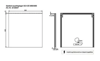sanibel Leuchtspiegel LED-GS A20 mit Glassegel und Schalter 800x800x100mm – Bild 2