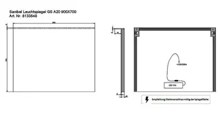 sanibel Leuchtspiegel LED-GS A20 mit Glassegel und Schalter 900x700x100mm – Bild 2