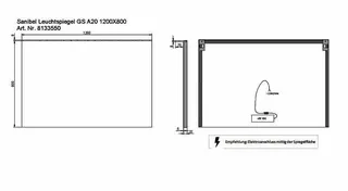 sanibel Leuchtspiegel LED-GS A20 mit Glassegel und Schalter 1200x800x100mm – Bild 2