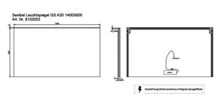 sanibel Leuchtspiegel LED-GS A20 mit Glassegel und Schalter 1400x800x100mm – Bild 2