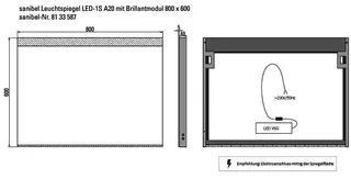 sanibel Leuchtspiegel LED-1S A20 mit Brillantmodul/Lichtwechsler 800x600mm – Bild 2