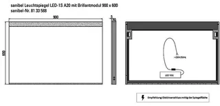 sanibel Leuchtspiegel LED-1S A20 mit Brillantmodul/Lichtwechsler 900x600mm – Bild 2