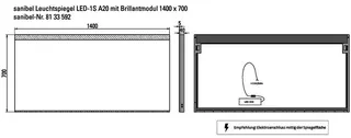 sanibel Leuchtspiegel LED-1S A20 mit Brillantmodul/Lichtwechsler 1400x700mm – Bild 2