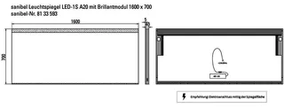 sanibel Leuchtspiegel LED-1S A20 mit Brillantmodul/Lichtwechsler 1600x700mm – Bild 2