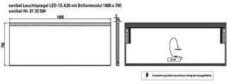 sanibel Leuchtspiegel LED-1S A20 mit Brillantmodul/Lichtwechsler 1800x700mm – Bild 2