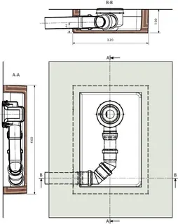 Ideal Standard Ablaufbox groß, DN50, 460x320x100mm, links – Bild 2
