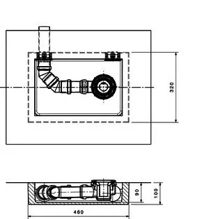 Ideal Standard Ablaufbox groß, DN50, 460x320x100mm, rechts oder links verwendbar – Bild 2